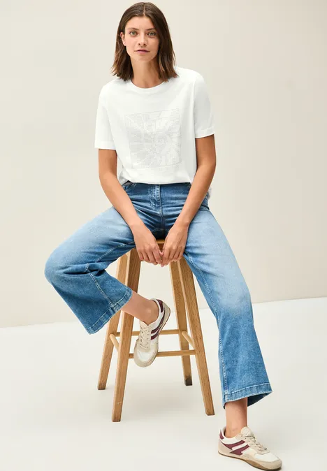 T-shirt avec pierres précieuses vanilla white