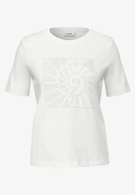 T-shirt avec pierres précieuses vanilla white