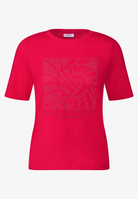 Shirt mit Schmucksteinen glazed apple red