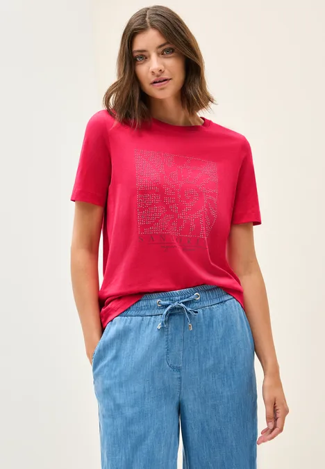 Shirt mit Schmucksteinen glazed apple red