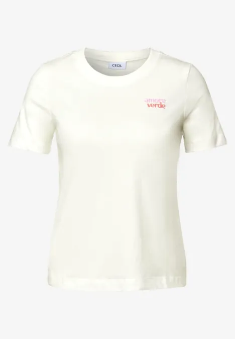 T-Shirt mit Wording-Detail vanilla white