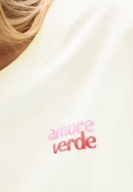 T-Shirt mit Wording-Detail vanilla white