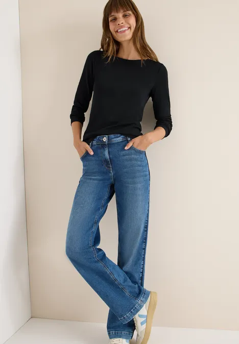 Shirt met boothals Black Shirt met boothals Black