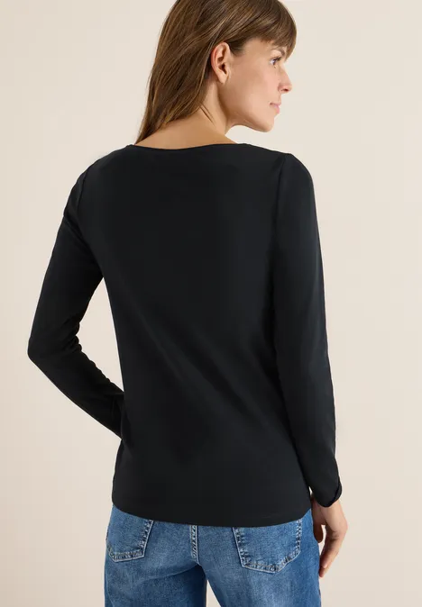 Shirt met boothals Black Shirt met boothals Black