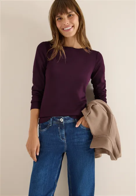 Shirt mit U-Boot-Ausschnitt eggplant red