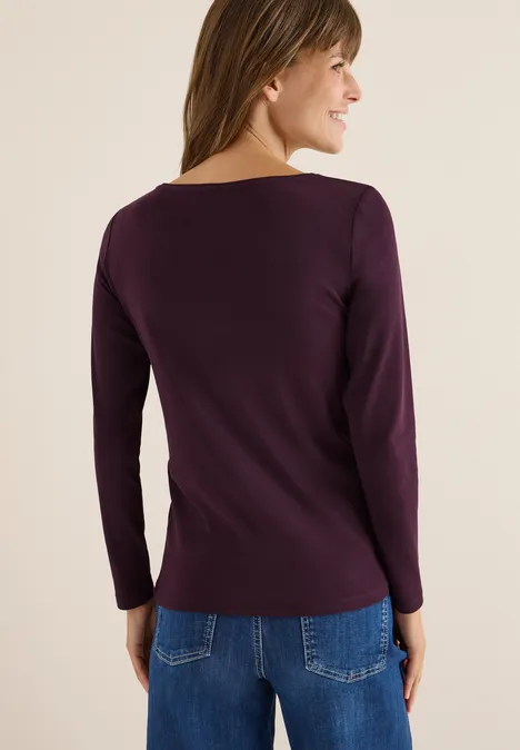 Shirt mit U-Boot-Ausschnitt eggplant red