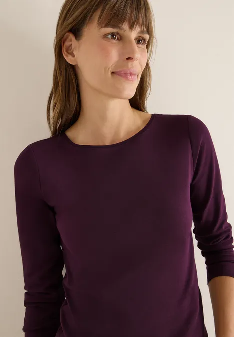 Shirt mit U-Boot-Ausschnitt eggplant red