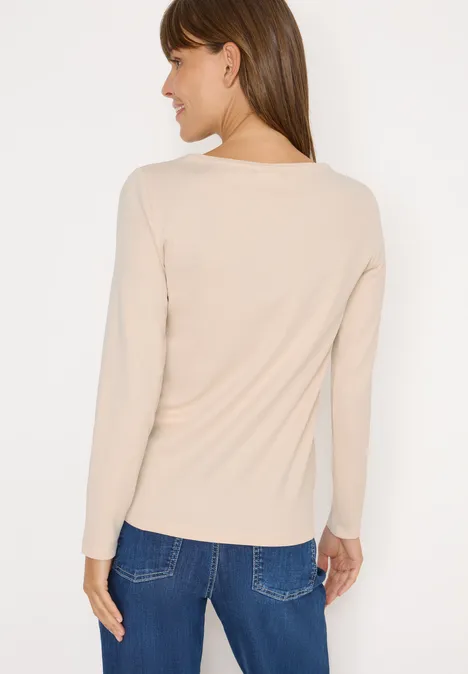 Shirt mit U-Boot-Ausschnitt oat milk beige