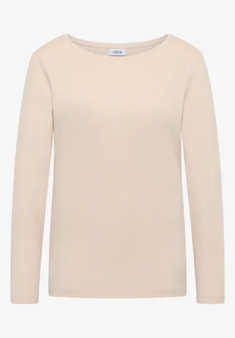 Shirt mit U-Boot-Ausschnitt oat milk beige