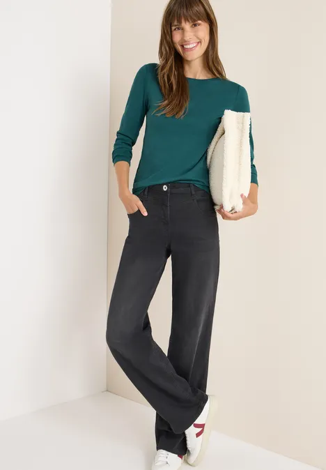 Shirt mit U-Boot-Ausschnitt dark sea green Shirt mit U-Boot-Ausschnitt dark sea green