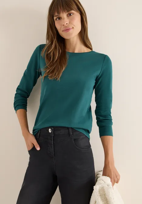 Shirt mit U-Boot-Ausschnitt dark sea green Shirt mit U-Boot-Ausschnitt dark sea green