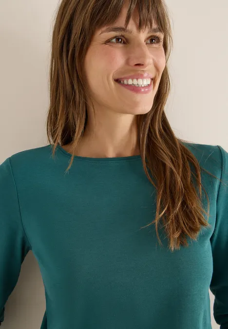 Shirt mit U-Boot-Ausschnitt dark sea green Shirt mit U-Boot-Ausschnitt dark sea green