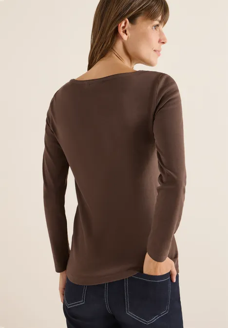 Shirt mit U-Boot-Ausschnitt chocolate mousse