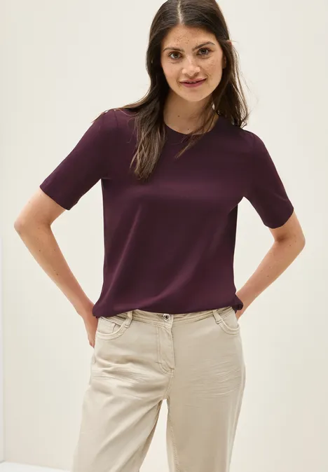 Basic Rundhals T-Shirt mulberry red