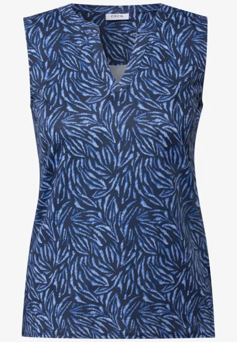 Gemustertes Split Neck Top urban navy blue
