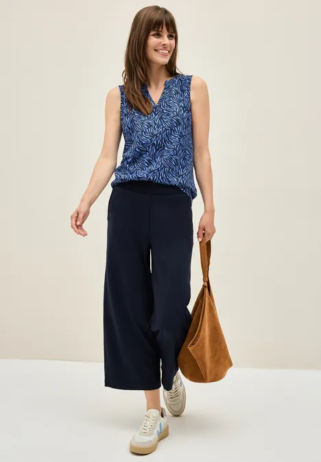 Gemustertes Split Neck Top urban navy blue
