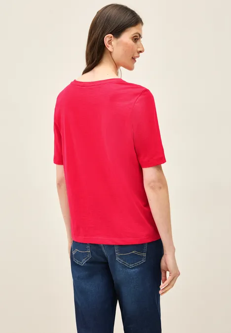 Basic V-Neck Shirt glazed apple red