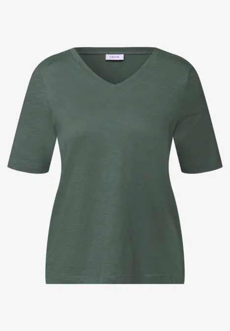 Basic V-Neck Shirt dark balmy khaki