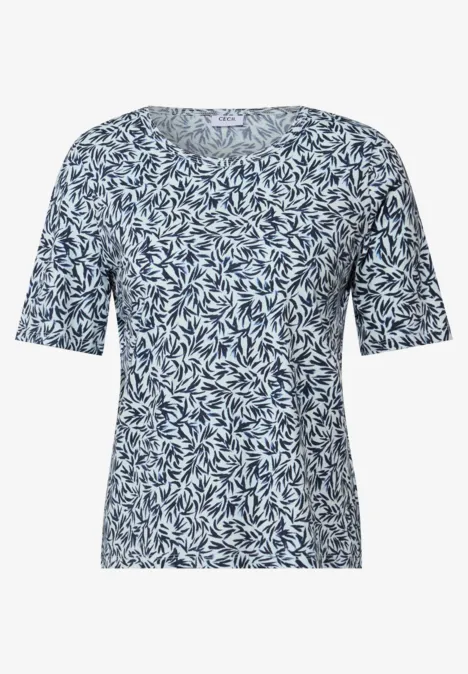 Gemustertes Basic T-Shirt vanilla white