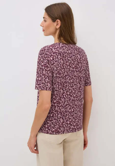 Gemustertes Basic T-Shirt mulberry red