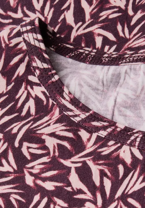 Gemustertes Basic T-Shirt mulberry red