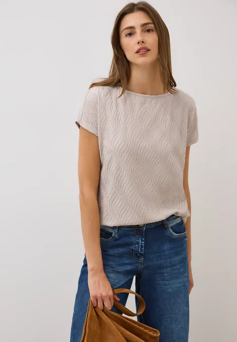 Strukturmix T-Shirt boulder beige