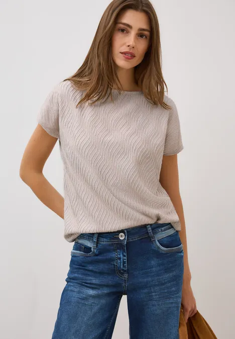 Strukturmix T-Shirt boulder beige