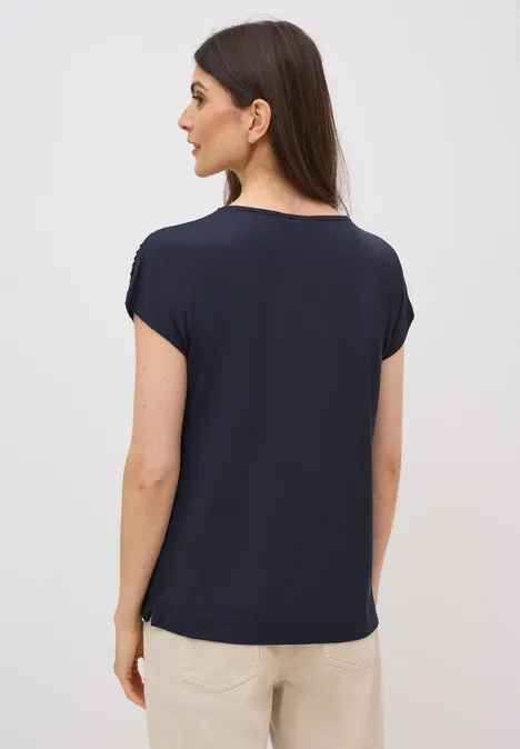 Strukturmix T-Shirt urban dark blue