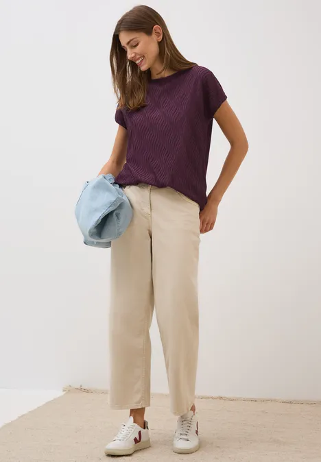 Strukturmix T-Shirt mulberry red