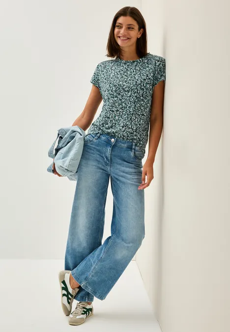 Ausbrenner Shirt mit Print ink green