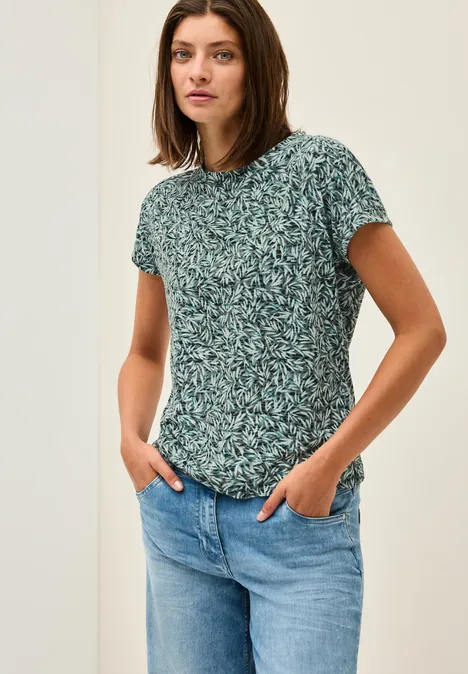 Ausbrenner Shirt mit Print ink green