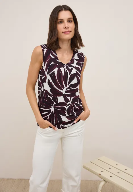 Top avec détails smocks mulberry red