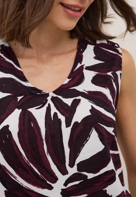 Top avec détails smocks mulberry red