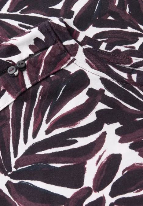 Print-Shirt mit Knopfdetail mulberry red