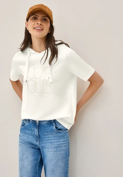 Kapuzenshirt mit Wording vanilla white