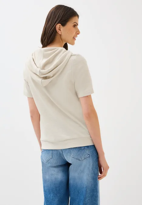 Bouclé Slub Kapuzenshirt light beige