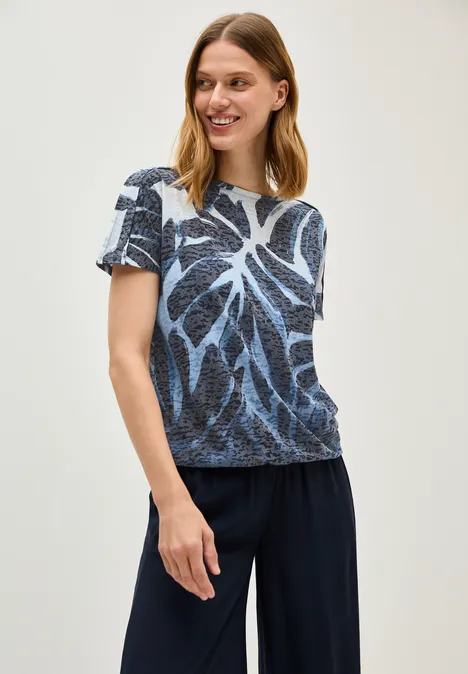 Ausbrenner-Shirt mit Muster urban dark blue
