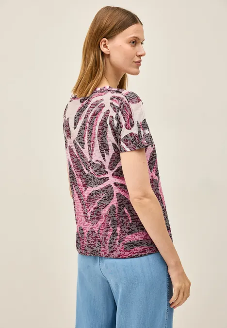 Ausbrenner-Shirt mit Muster mulberry red