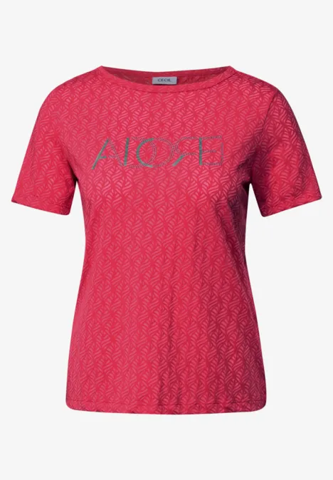Ausbrenner-Shirt mit Wording glazed apple red