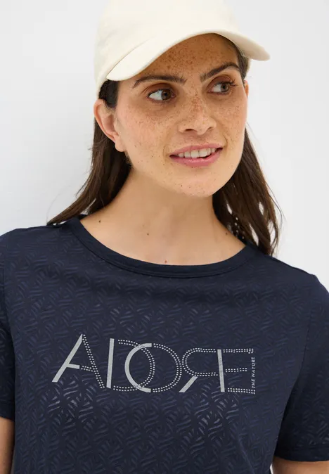 Ausbrenner-Shirt mit Wording urban dark blue