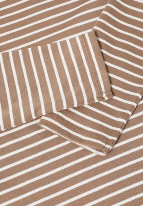 Gestreept shirt natural taupe Gestreept shirt natural taupe