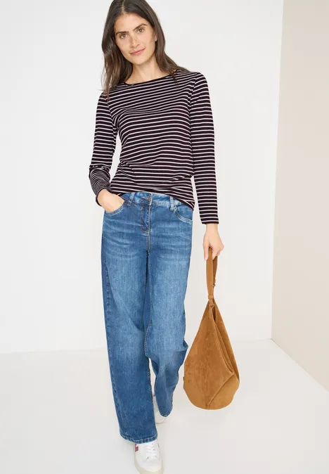 Gestreiftes Shirt eggplant red Gestreiftes Shirt eggplant red