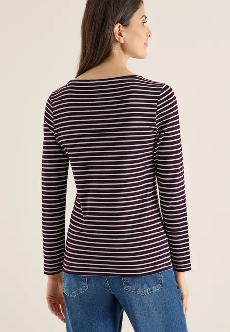 Gestreiftes Shirt eggplant red Gestreiftes Shirt eggplant red