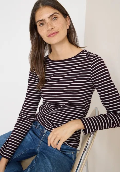 Gestreiftes Shirt eggplant red Gestreiftes Shirt eggplant red