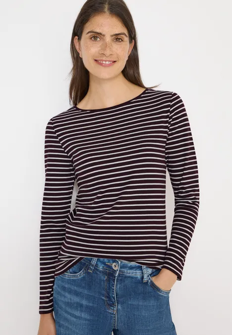 Gestreiftes Shirt eggplant red Gestreiftes Shirt eggplant red