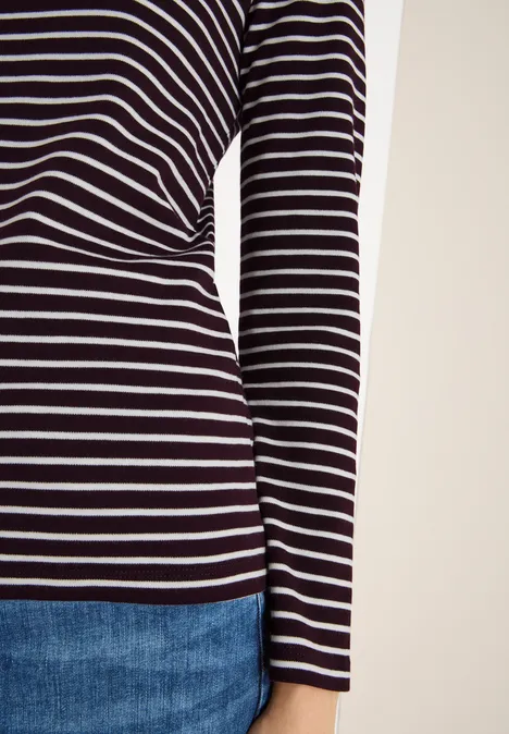 Gestreiftes Shirt eggplant red Gestreiftes Shirt eggplant red