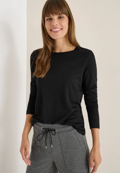 Glitterend shirt van jersey Black Glitterend shirt van jersey Black