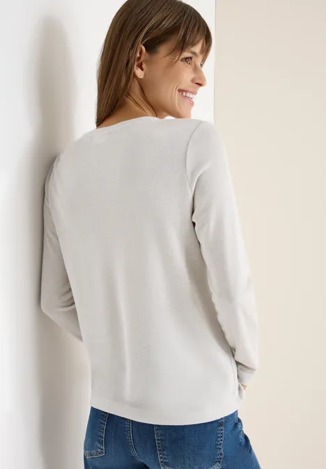 Glitterend shirt van jersey light greige Glitterend shirt van jersey light greige