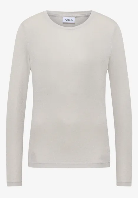 Glitterend shirt van jersey light greige Glitterend shirt van jersey light greige