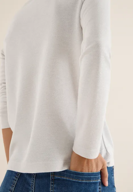 Glitterend shirt van jersey light greige Glitterend shirt van jersey light greige